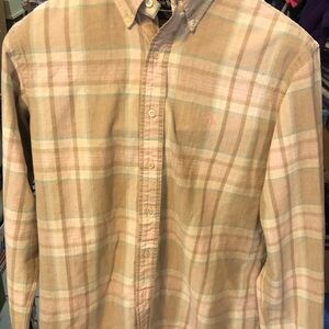 Ralph Lauren Beige Plaid Button-Down Shirt